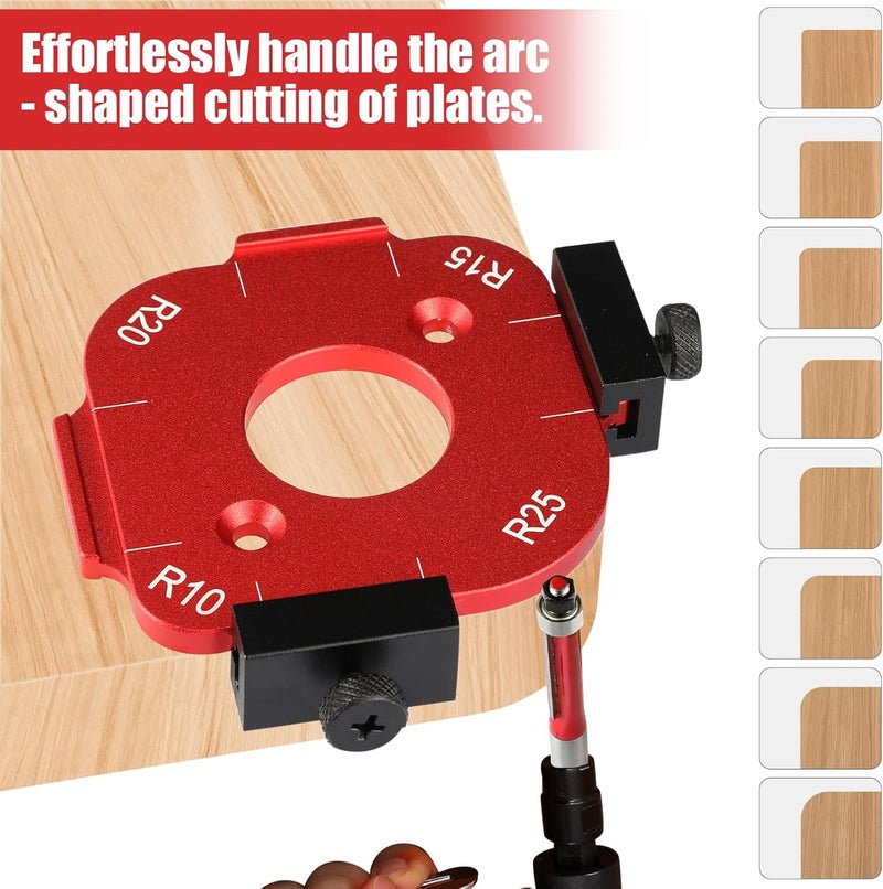Baeruuss Round Corner Radius Jig Router Template for Woodworking with Trimming Cutter, Aluminum Alloy 4 in 1 Arc Angle Positioning Template R10 R15 R20 R25 R30 R35 R40 R50 - Image 4